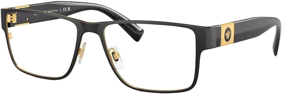 Versace VE 1274 1436 Black Metal Rectangle Eyeglasses 55mm