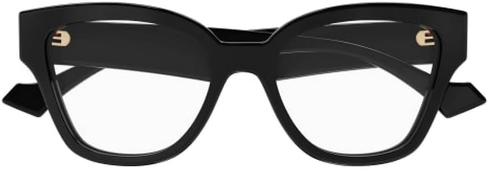 Gucci GG1424O 005 Eyeglasses Women's Black/Gold Full Rim Cat Eye 54mm