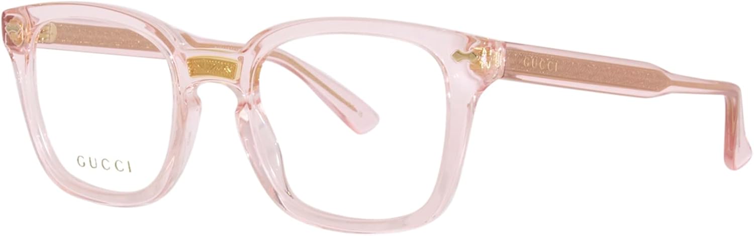 Gucci GG0184O 013 Transparent Pink Square Unisex Eyeglasses