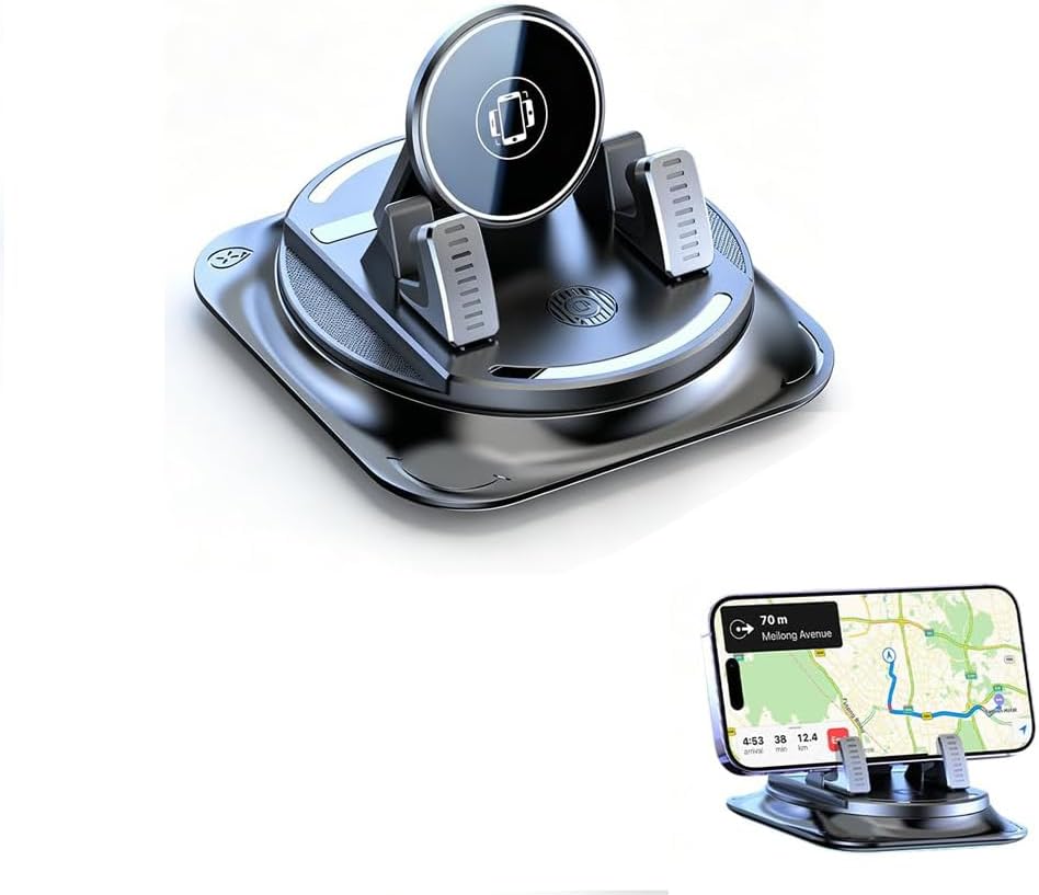 Car Phone Holder 360 Degree Rotation, Dashboard Hero Phone Holder, Adjustable Universal Car Phone Mount for Car Magnetic Interiorcar Navigation Mount for Drivers