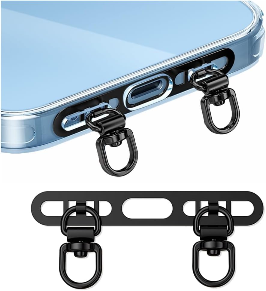 Phone Tether Tab, Bending Design 0.2mm Ultra-thin Stainless Steel Cellphone Lanyard Metal Patch Tether Tab