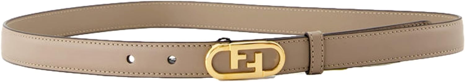 FENDI Womens OLock Gold Buckle Ivory Leather Skinny Belt Size 90