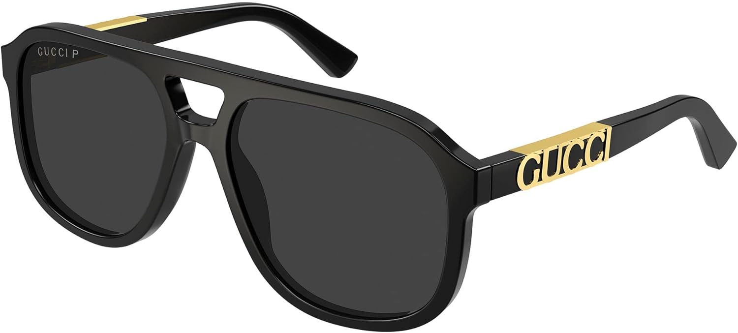 Gucci GG1188S 001 Black/Grey Pilot Polarized Unisex Sunglasses
