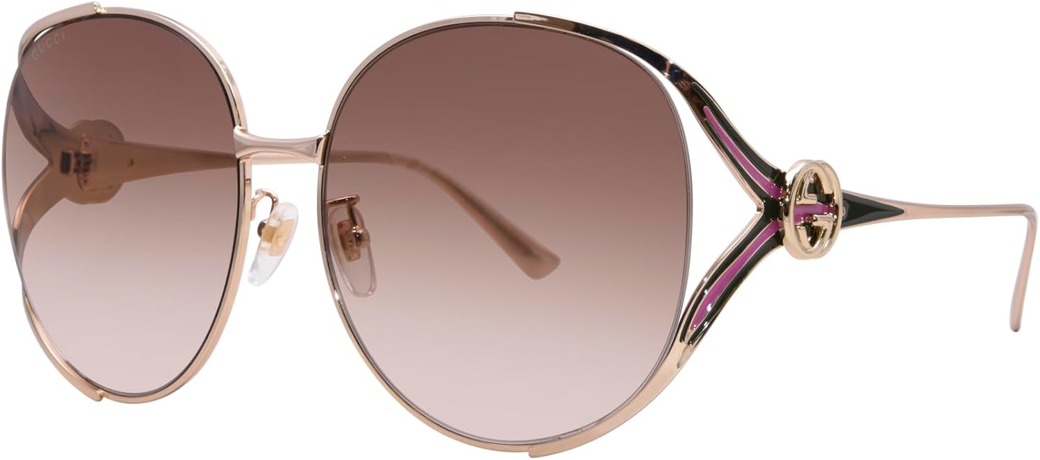 Gucci GG0225S 007 Gold/Brown Gradient Oversized Women's Eyeglasses