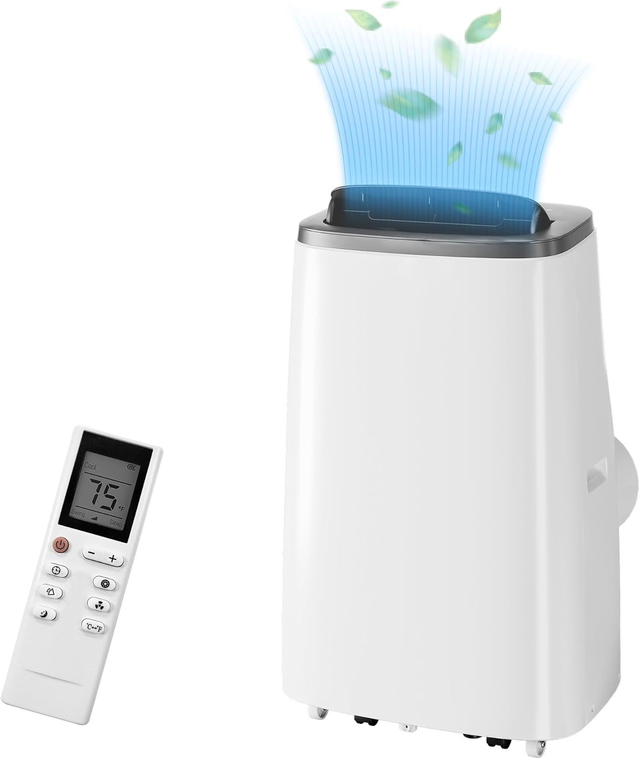 Portable Air Conditioner 14000 BTU ASHRAE (9300 BTU SACC), Smart Mobile AC Unit with Follow Me Remote for Rooms up to 700 Sq.Ft, Quiet Floor Standing Air Conditioner for Bedroom, Living Room