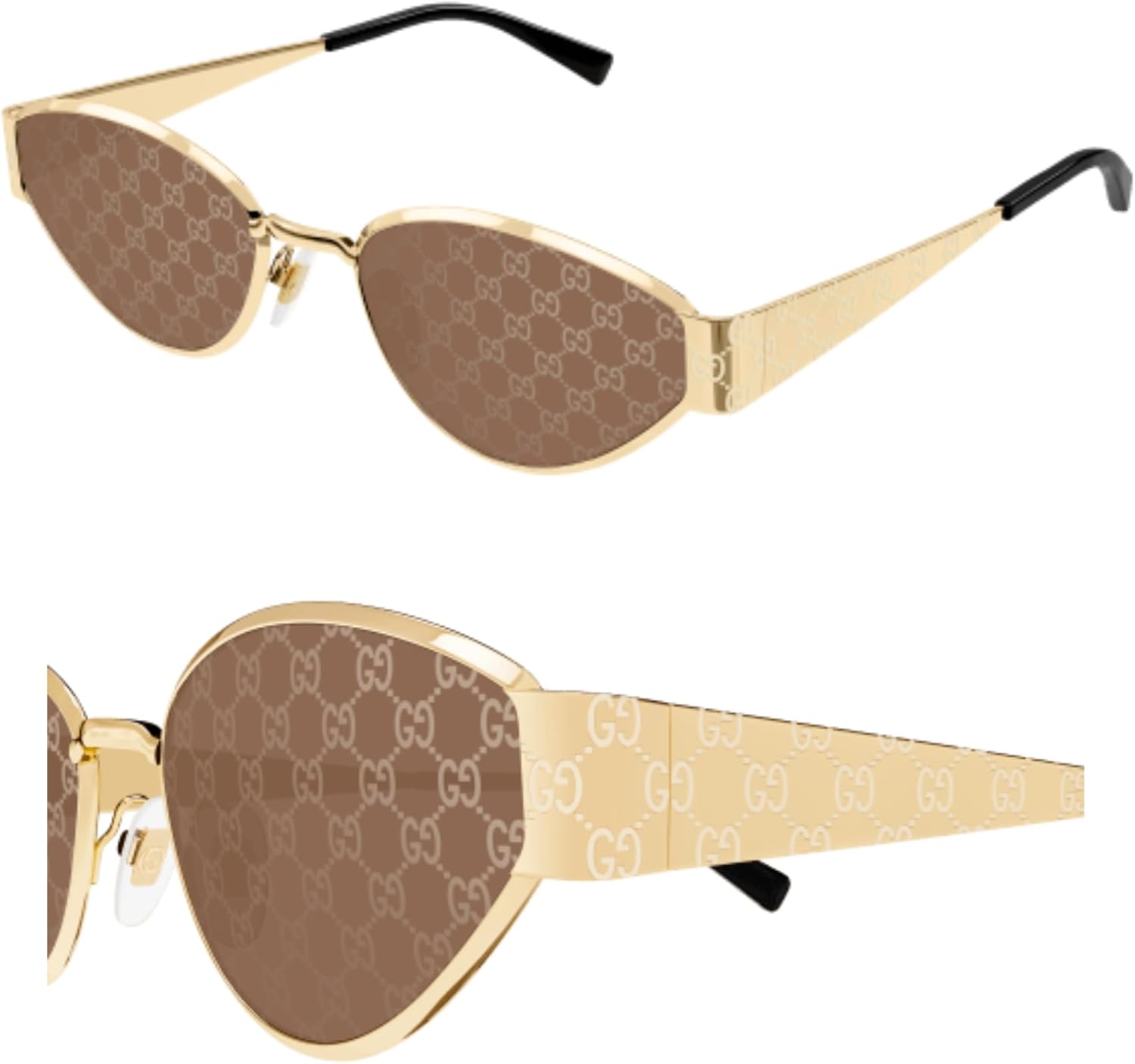 Gucci GG1853S Monogram Lasered GG Pattern With Guccissima Lens Almond ShapeSunglasses with Luxury Eyewear Kit