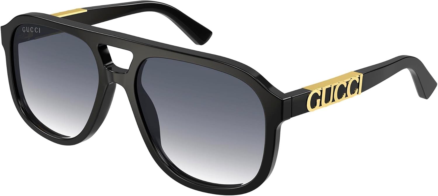 Gucci Sunglasses Aviator Full Rim, Black Frame and Grey Gradient Lens GG1188S002