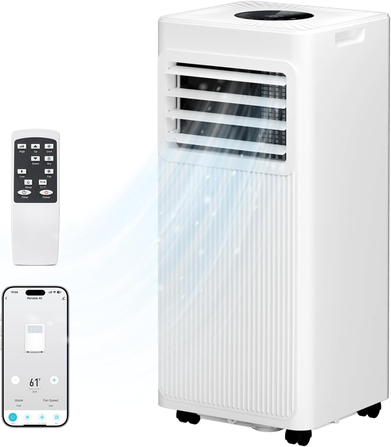 Portable Air Conditioners, 16000 BTU 5-in-1 Air Conditioner Portable with Smart WiFi & Remote, Cools Up to 850 Sq.Ft, Portable AC Unit with Cool, Fan, Dehumidifier, Sleep, 24H Timer, Installation Kit
