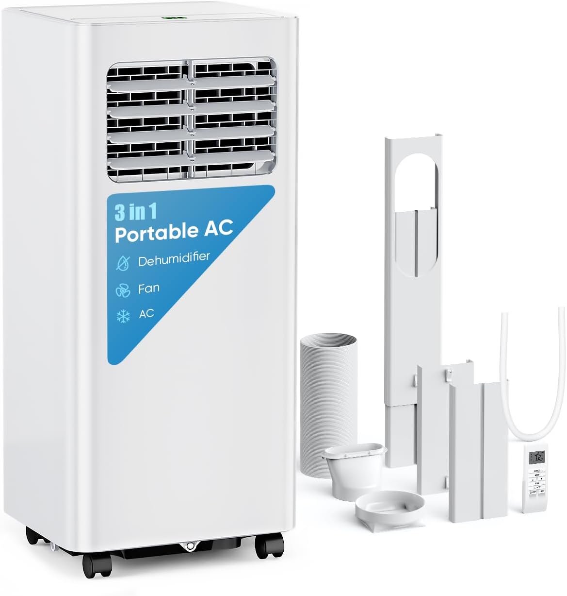 Feelfunn 8,000 BTU Portable Air Conditioners - Cools 350 Sq.Ft, 3-in-1 Portable AC with Remote Control/Sleep Mode/24H Timer, AC Unit for Bedroom, Dorms, Apartment, Window Kit Included
