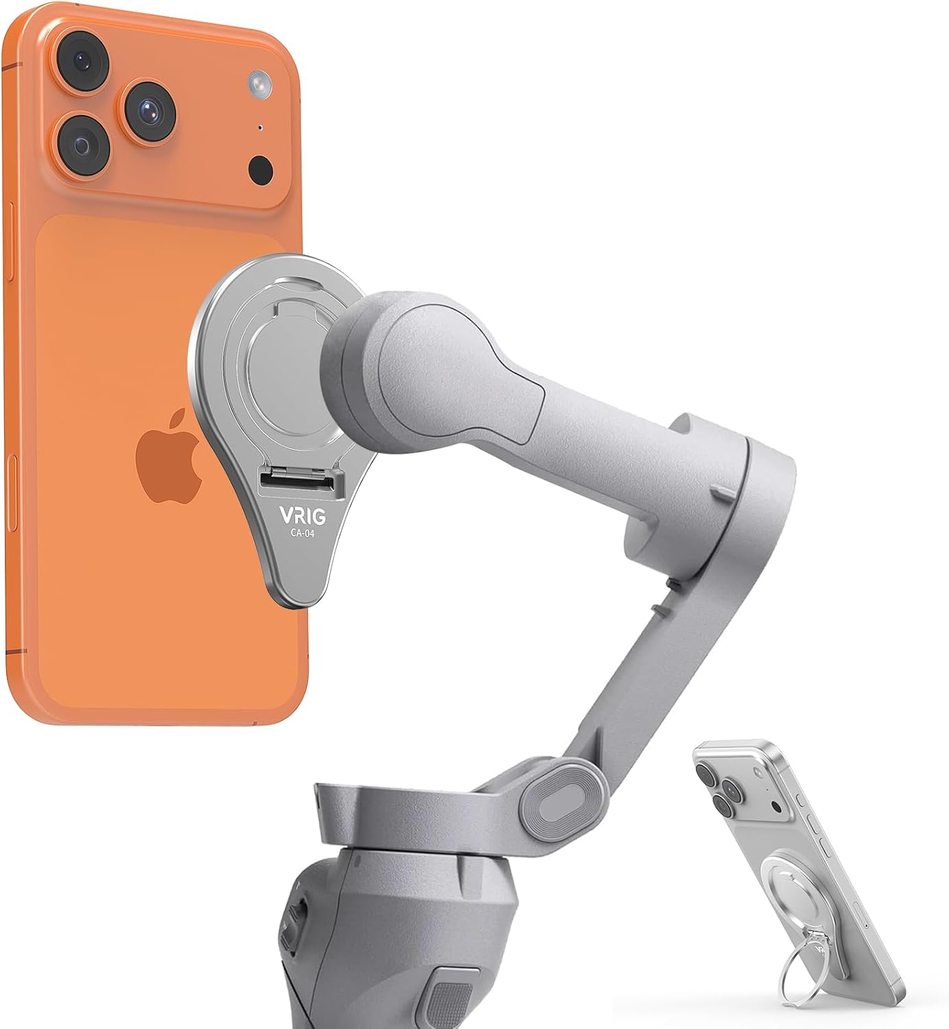 OM Magnetic Mount Phone Holder Clamp for Mag-Safe DJI Osmo Mobile 8P 8 7P 7 SE 6 5 4 Adapter,Quick Release Adapter Magnet Clip Clamp with Finger Ring Stand for OM Gimbal Stabilizer Accessories