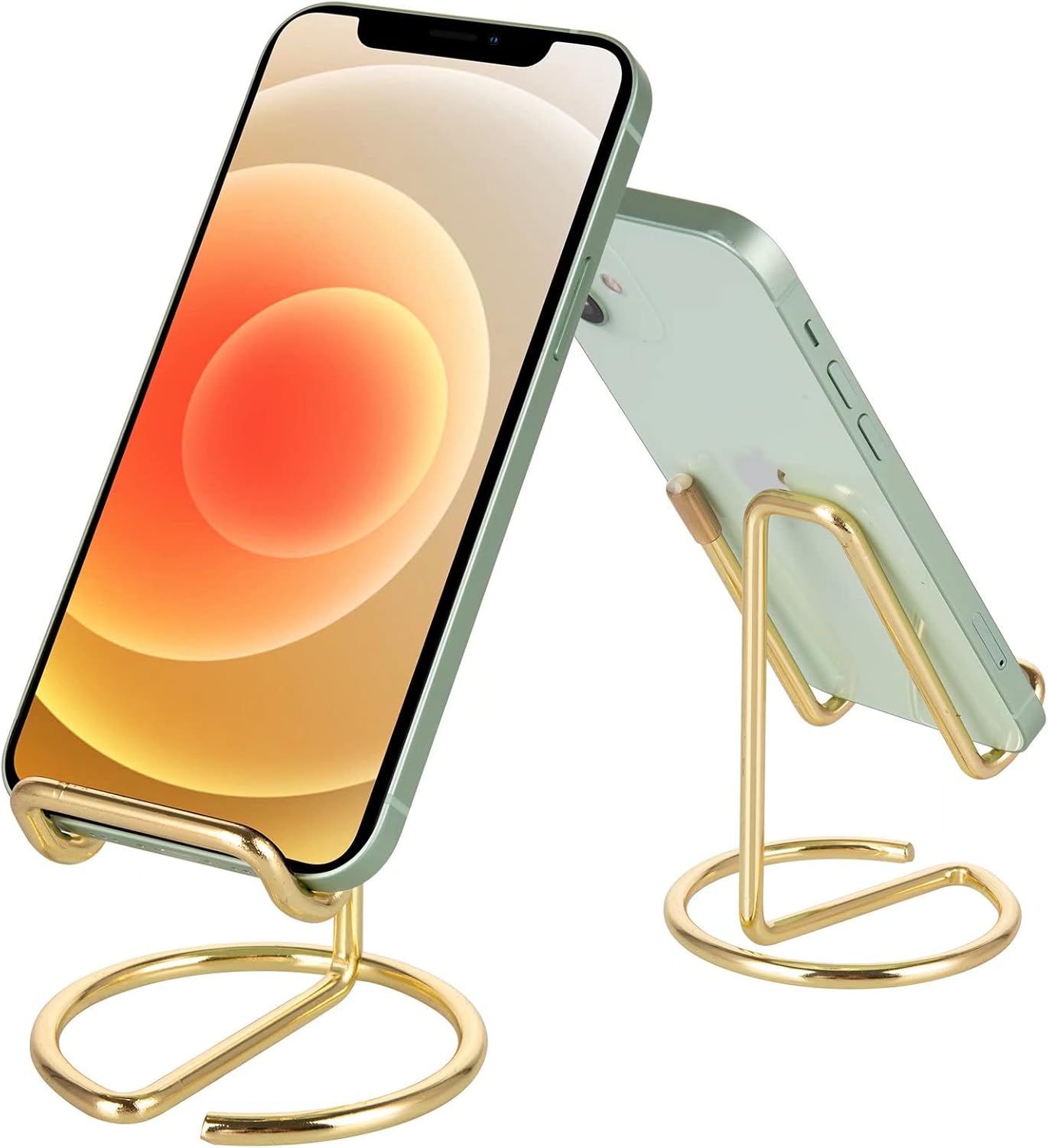 ROPOSY Cell Phone Stand for Desk, Cute Metal Gold Cell Phone Stand Holder Desk Accessories, Compatible with All Mobile Phones, iPhone, iPad
