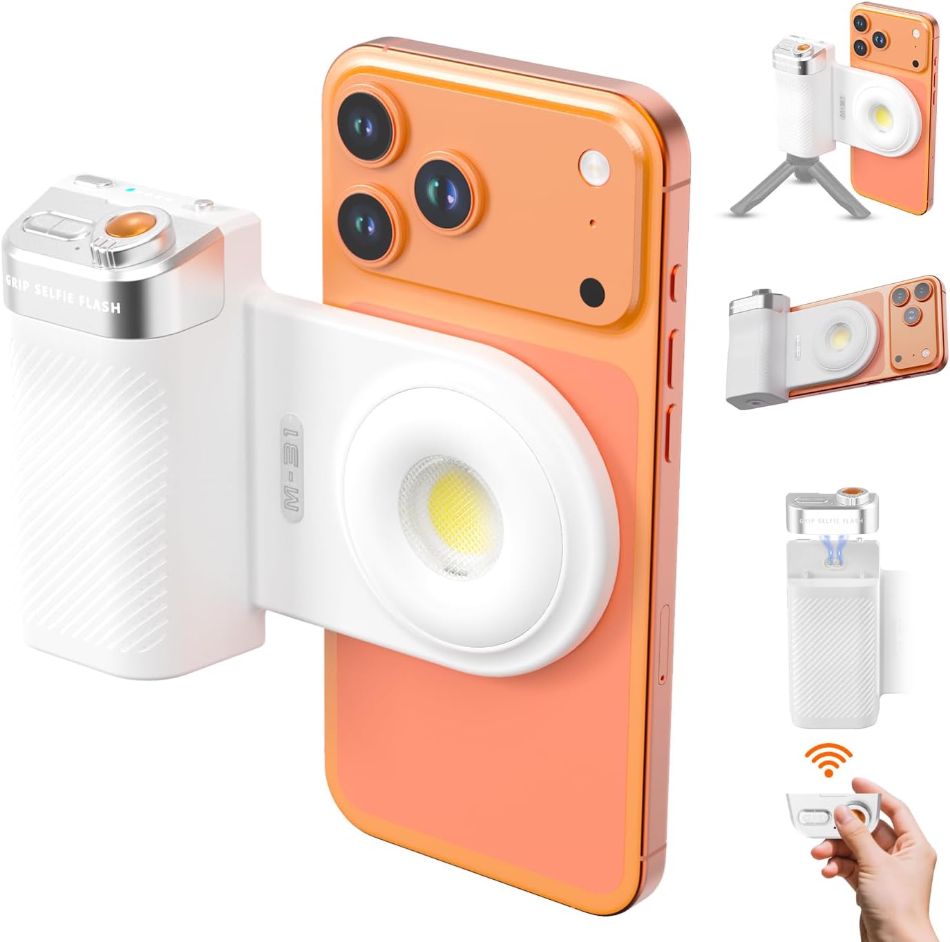 Phone Flash Fill Light, Magnetic Attachment for Mobile Phones, Built-in Handle with Focus Knob, Portable LED Light Phone Photography, Vlog & Live Streaming