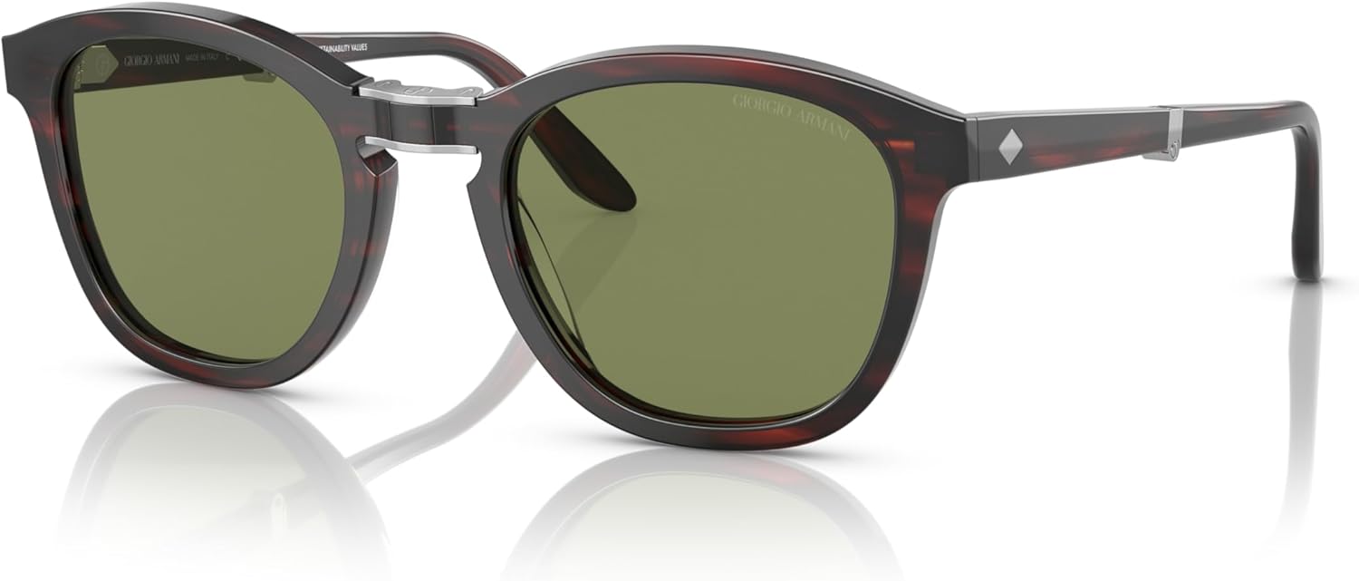 GIORGIO ARMANI Man Sunglasses Black Frame, Blue Polar Photo Lenses, 51MM