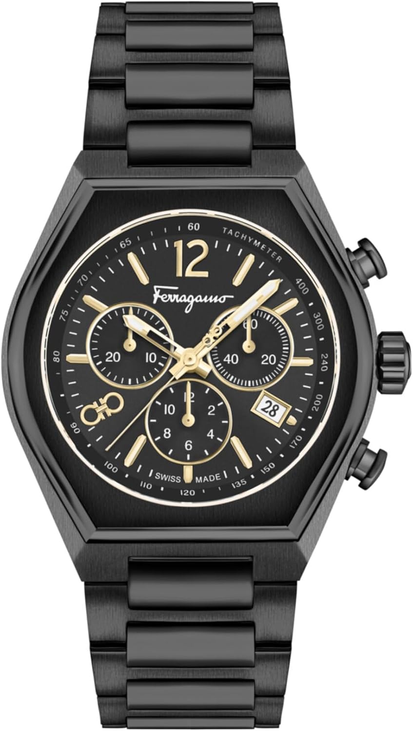 Salvatore Ferragamo Ferragamo Tonneau Chrono Collection Luxury Mens Watch Timepiece