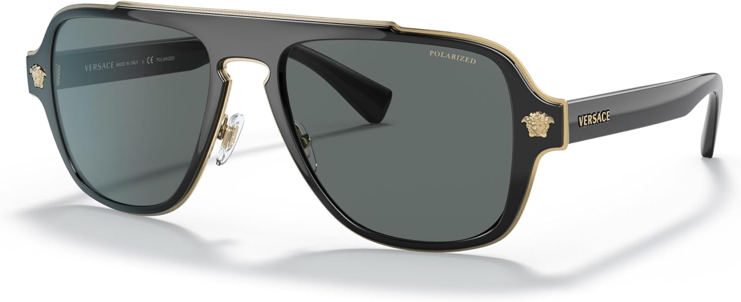 Versace Man Sunglasses Black Frame, Dark Grey Lenses, 56MM