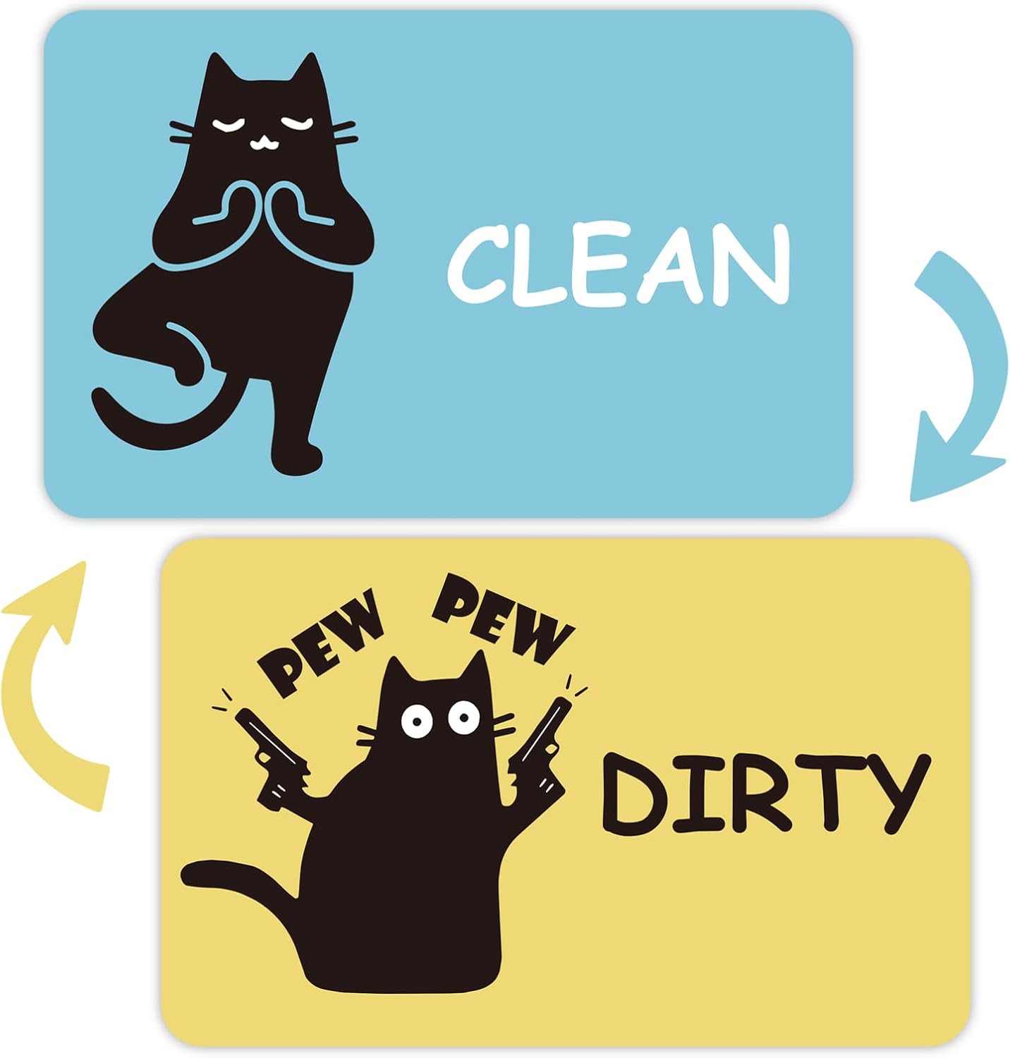 Funny Black Cat Clean Dirty Dishwasher Magnet - Cute Refrigerator Kitchen Magnet, Non-Scratch Strong Double Sided Washing Machine Sign, Housewarming Gifts for Cat Lovers, Home Apartment Essentials (Bl