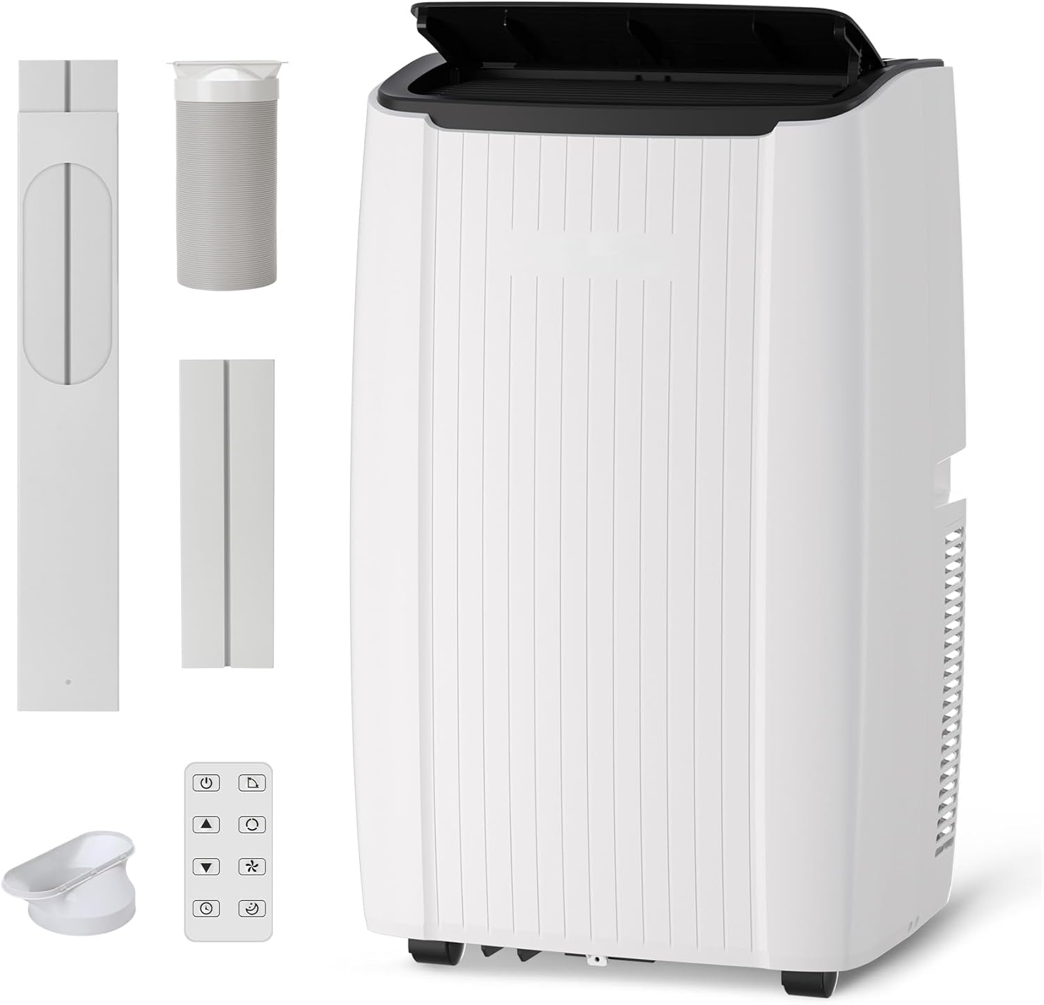 14,000 BTU Portable Air Conditioner, 4-IN-1 Portable AC Unit for Rooms Up to 750 Sq. Ft. with Cooling, Dehumidifier, Fan, Sleep, Auto Swing, LED Display, 24H Timer, Remote & Installation Kits Included