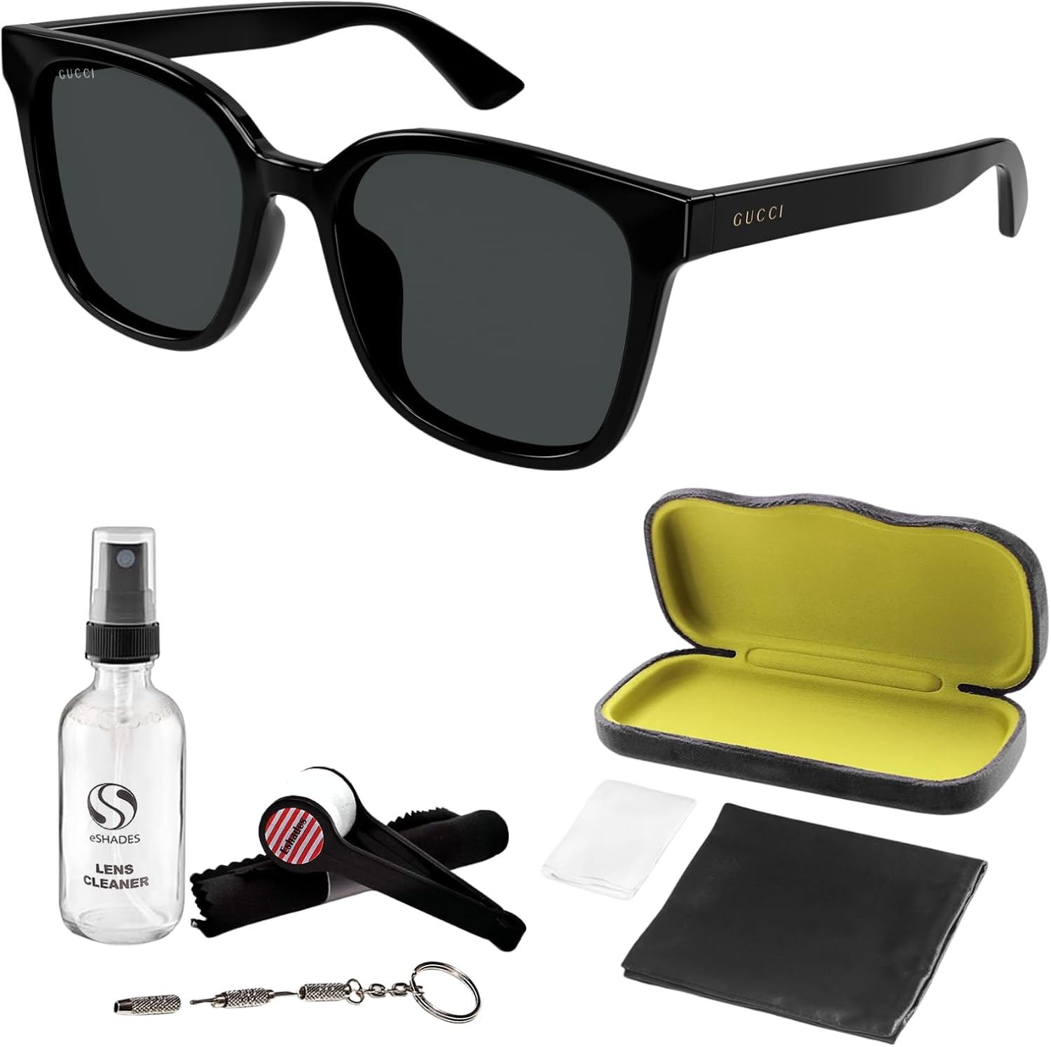 Gucci GG1346SK Lettering Logo Men Rectangular shape Sunglasses with Luxury Eyewear Kit