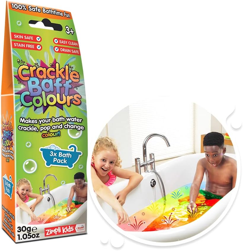 Zimpli Kids 6043 Crackle Baff Colours, 3 Bath Pack, Make Water Crackle and Change Colour, Children's Sensory & Bath Toy