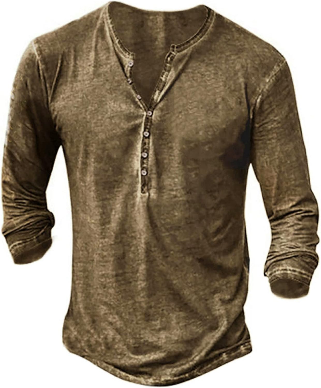 Beotyshow Mens Distressed Henley Shirts Front Placket Retro Long Sleeve Tee Shirts Casual Button Down Washed T-Shirts for Men
