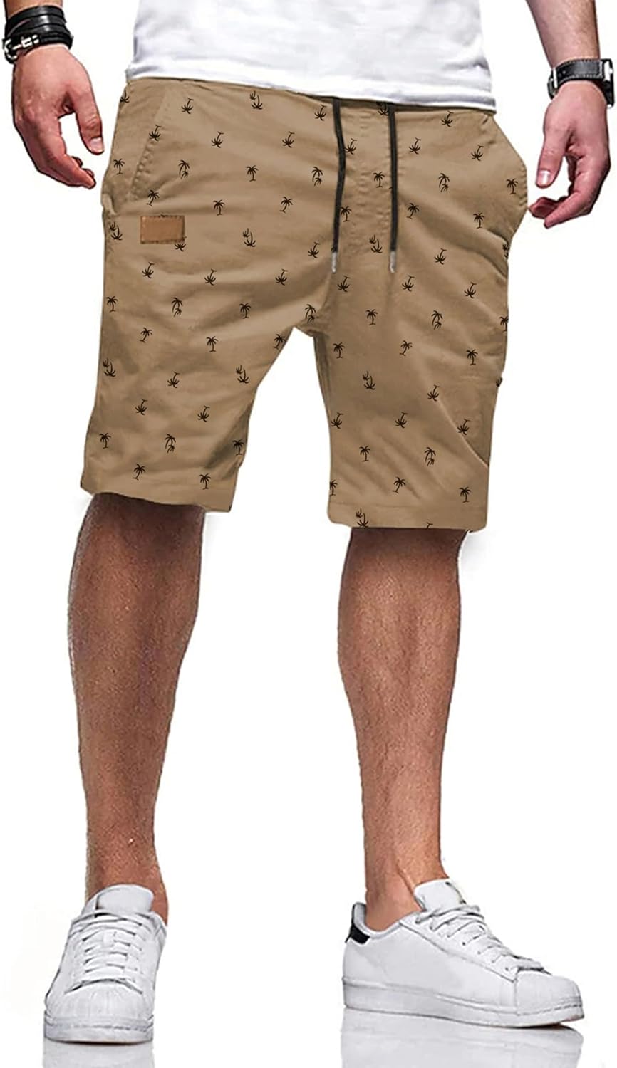 JMIERR Mens Cotton Stretch Shorts Casual Drawstring Twill Chino Shorts | Drawstring Waist, Phone Pockets, Golf, Summer Beach Cruise Outfits, Machine Wash