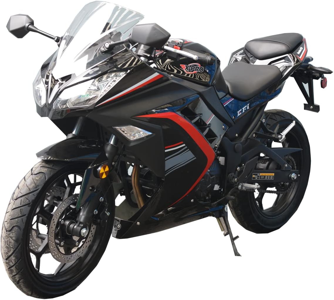 X-PRO Roadster 250 6 Speed Motorcycle EFI Fuel Injection Dirt Bike Bike Street Bike Motorcycle Assembled in Crate (Black)