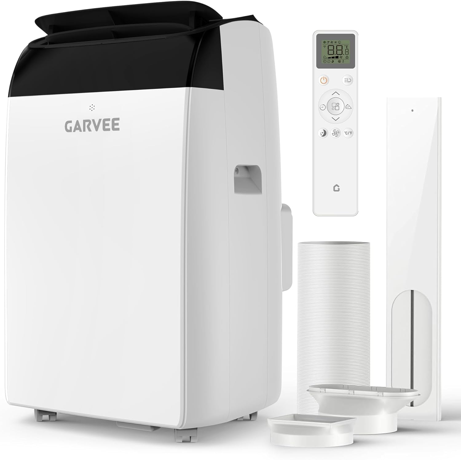 Garvee 14K BTU 3-in-1 Portable AC with Remote & Window Kit 750 sqft Room | Portable Air Conditioner with Cooling, Dehumidifier, Fan, Follow Me, 24-Hour Timer