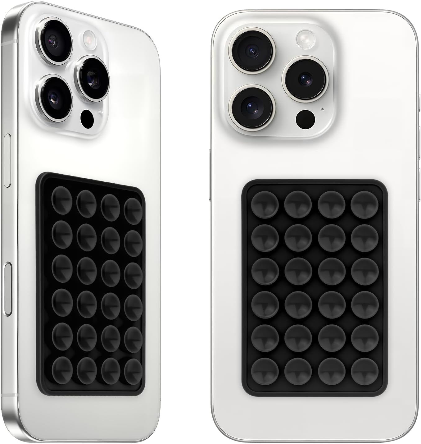 QxbBox 2Pack Silicone Suction Phone Case Mount, Suction Cup with Strong Suction Power, Hands-Free Phone Accessories Holder, Silicon Adhesive Phone Stand Sticky for Cell Phone Black