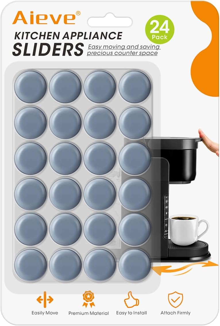 Aieve Appliance Sliders, 24 Pcs Small Appliance Rollers for Kitchen Aid | Self Adhesive Caster Wheels, Kitchen Finds Home Must Have Kitchen Accessories for Mixer Coffee Maker Air Fryer