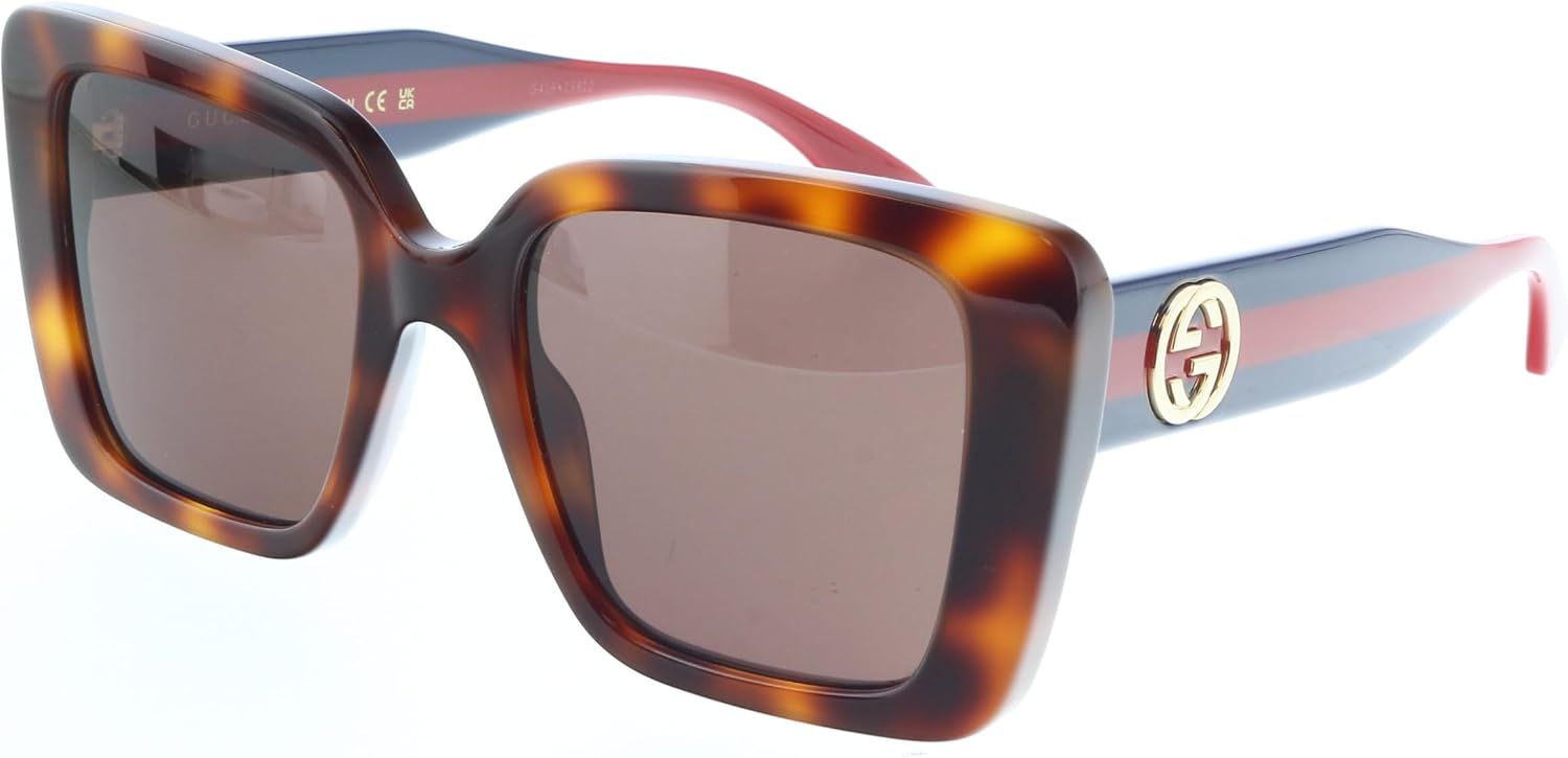 Gucci GG1861S-002 Havana, Blue & Red square Ladies Sunglasses