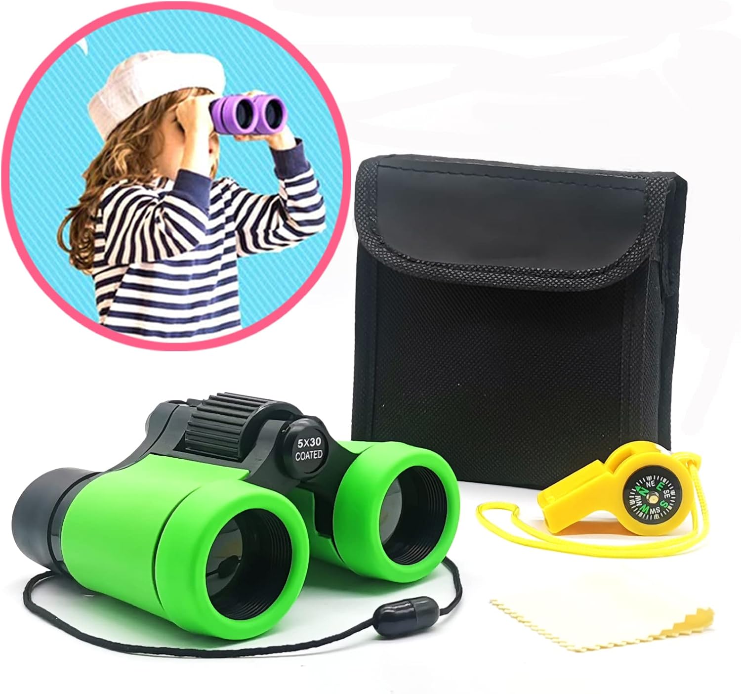 Binoculars for Kids Best Gifts for 3-12 Years Boys Girls High-Resolution Optics Shockproof Mini Kids Binocuolars Toys Folding Small Telescope for Bird Watching Camping Outdoor Play