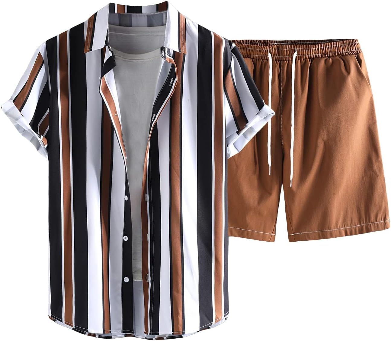 COZYEASE Men's 2 Piece Hawaiian Summer Outfits Short Sleeve Button Down Shirt and Shorts Set Beach Tracksuits