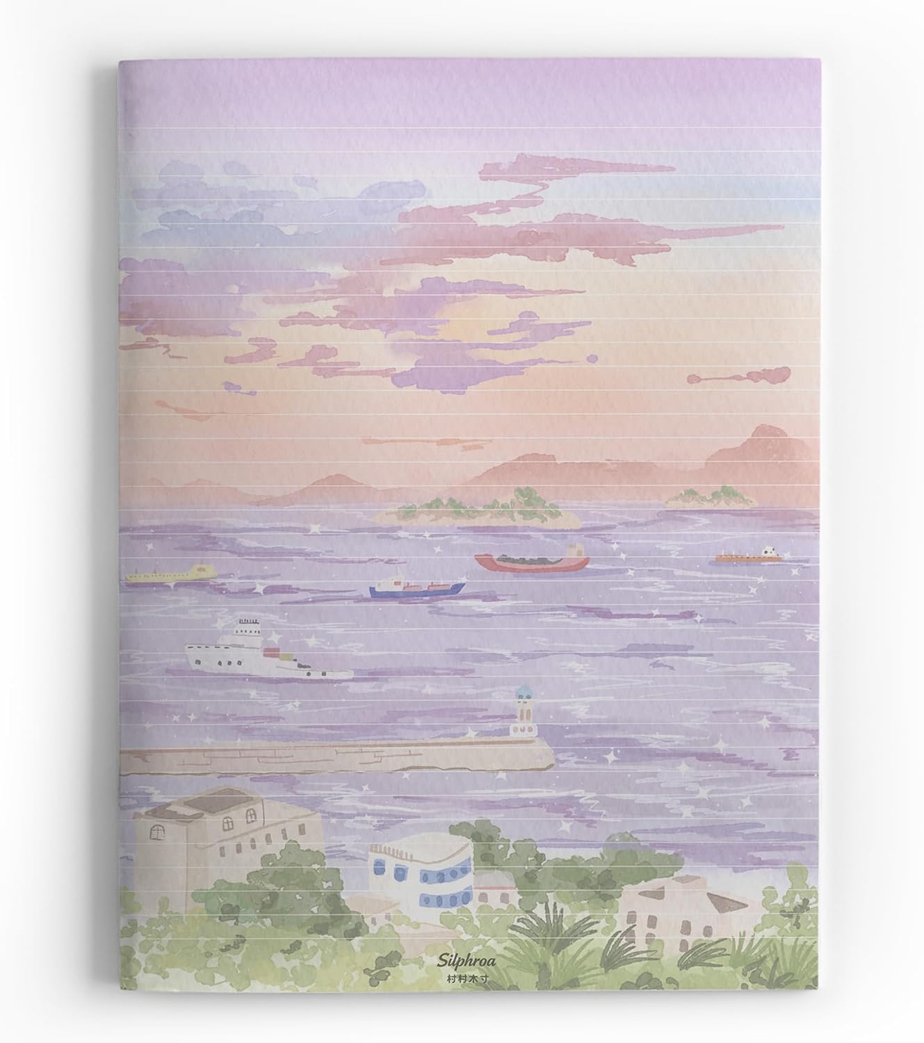 Colored Stationery Notepad, 50 Sheets 8.5x11 Thick Writing Paper | Aesthetic Purple-Harbor, College Ruled, Smooth Heavyweight Paper, Easy Tear-Off, For Letter, Note-taking, Home & Office