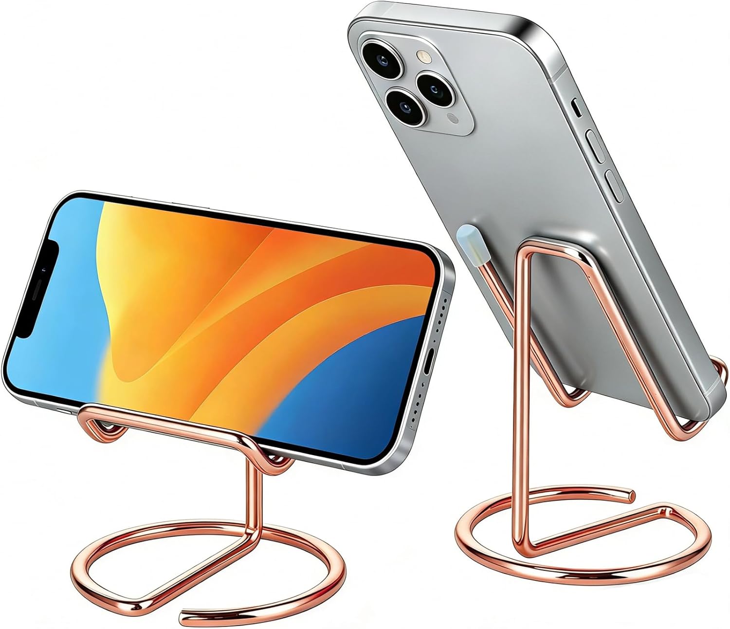 gianotter Phone Stand, Desk Organizers and Accessories, Phone Holder for Desk, Compatible with All Mobile Phones, iPhones and iPads (Rose Gold)