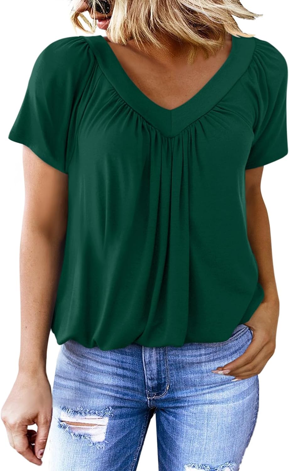 Dokotoo Women's Casual Summer T Shirts Short Sleeve V Neck Tops Tshirts