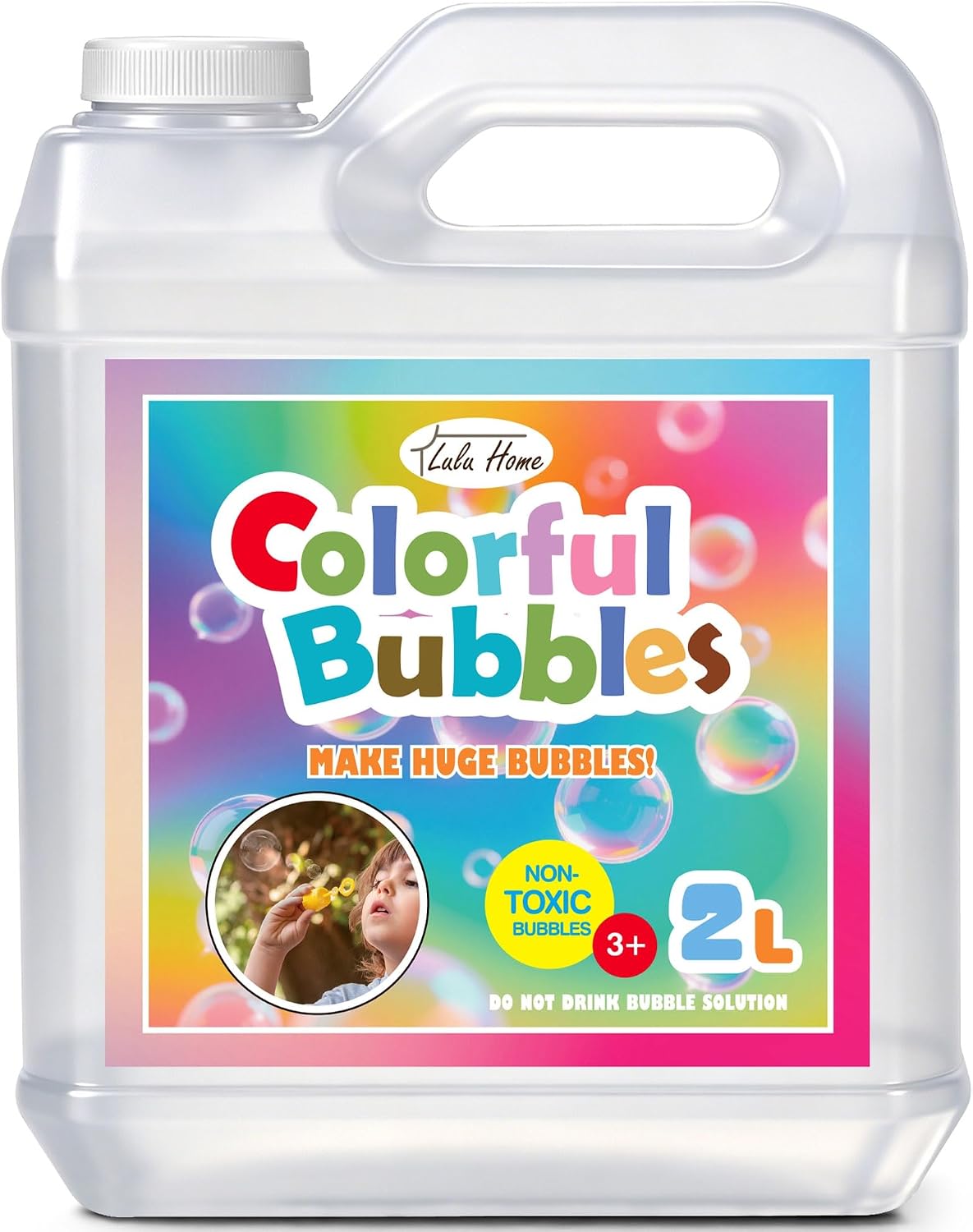 Lulu Home Bubble Concentrated Refill 67.6 fl oz | 2L Bubble Refill for All Toys, Wands & Machines, Dilutes to 5 Gallons, Ideal for Kids' Parties & Giant Bubbles