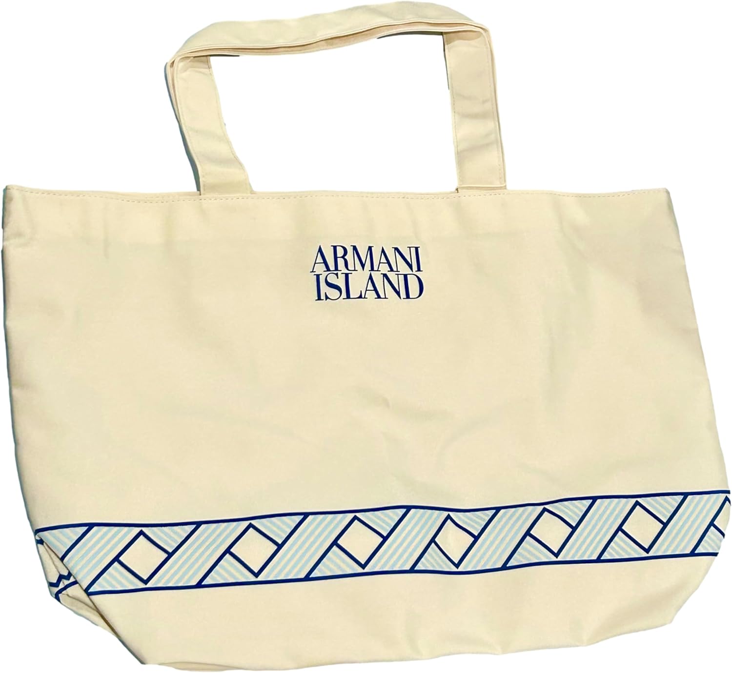 GIORGIO ARMANI Cream Canvas ARMANI ISLAND BEACH BAG Fragrance Tote Bag (LARGE 20.5 L X 13 H x 5 W) - 7462