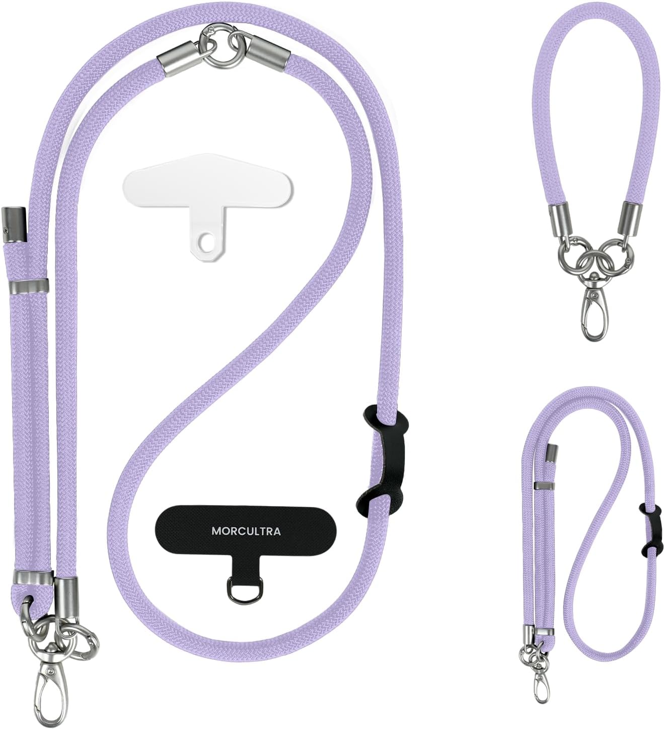 3-in-1 Phone Lanyard Crossbody/Neck/Wrist, Anti-theft Adjustable phone strap with 2 Phone Tabs,Cell Phone Lanyard for All Phones,Sturdy metal buckle, Skin-Friendly for outdoor,Purple
