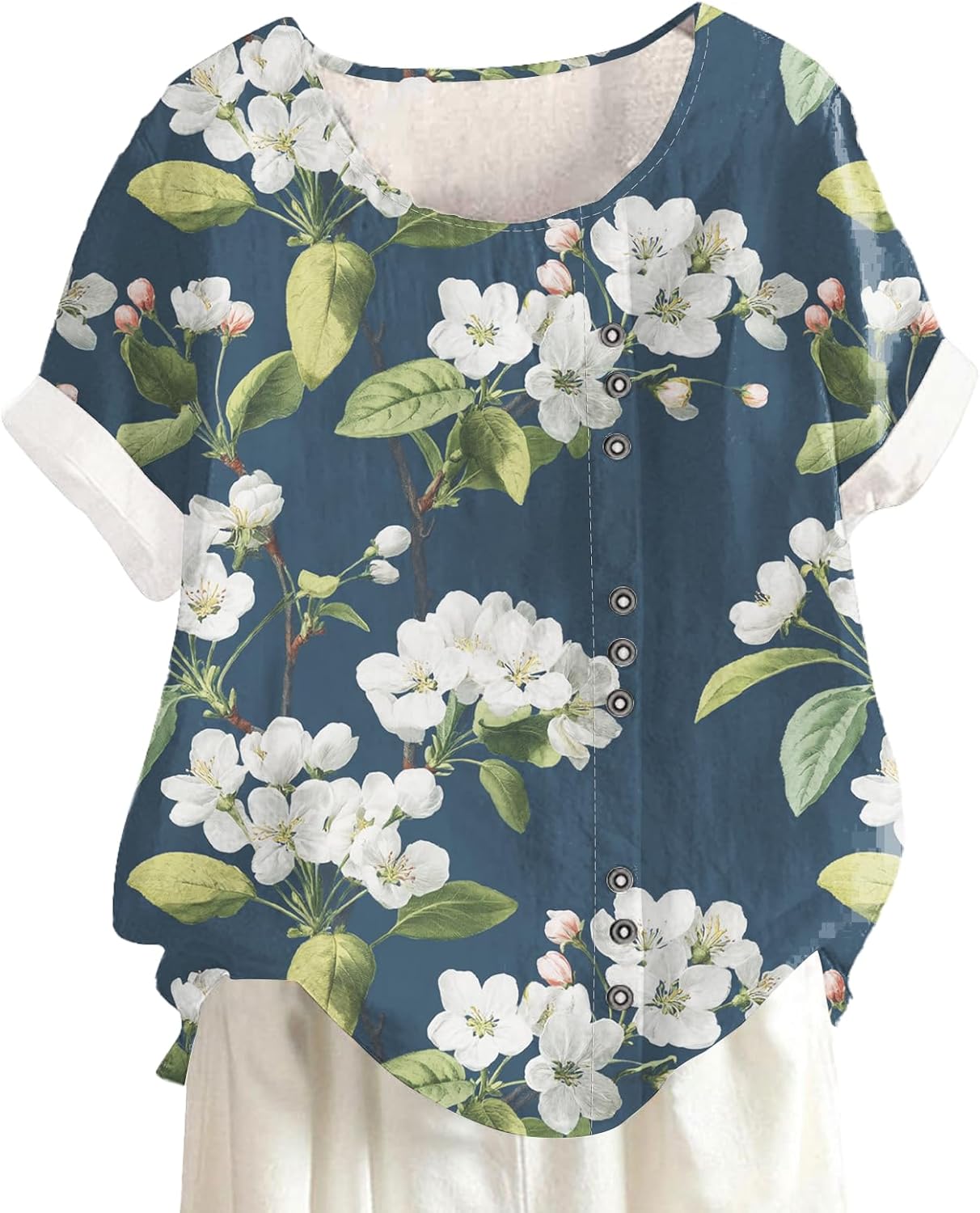 Women's Garden Floral Printed T-Shirts Summer Vintage Flowy Casual Shirts Lightweight Comfy Boho Flower Top