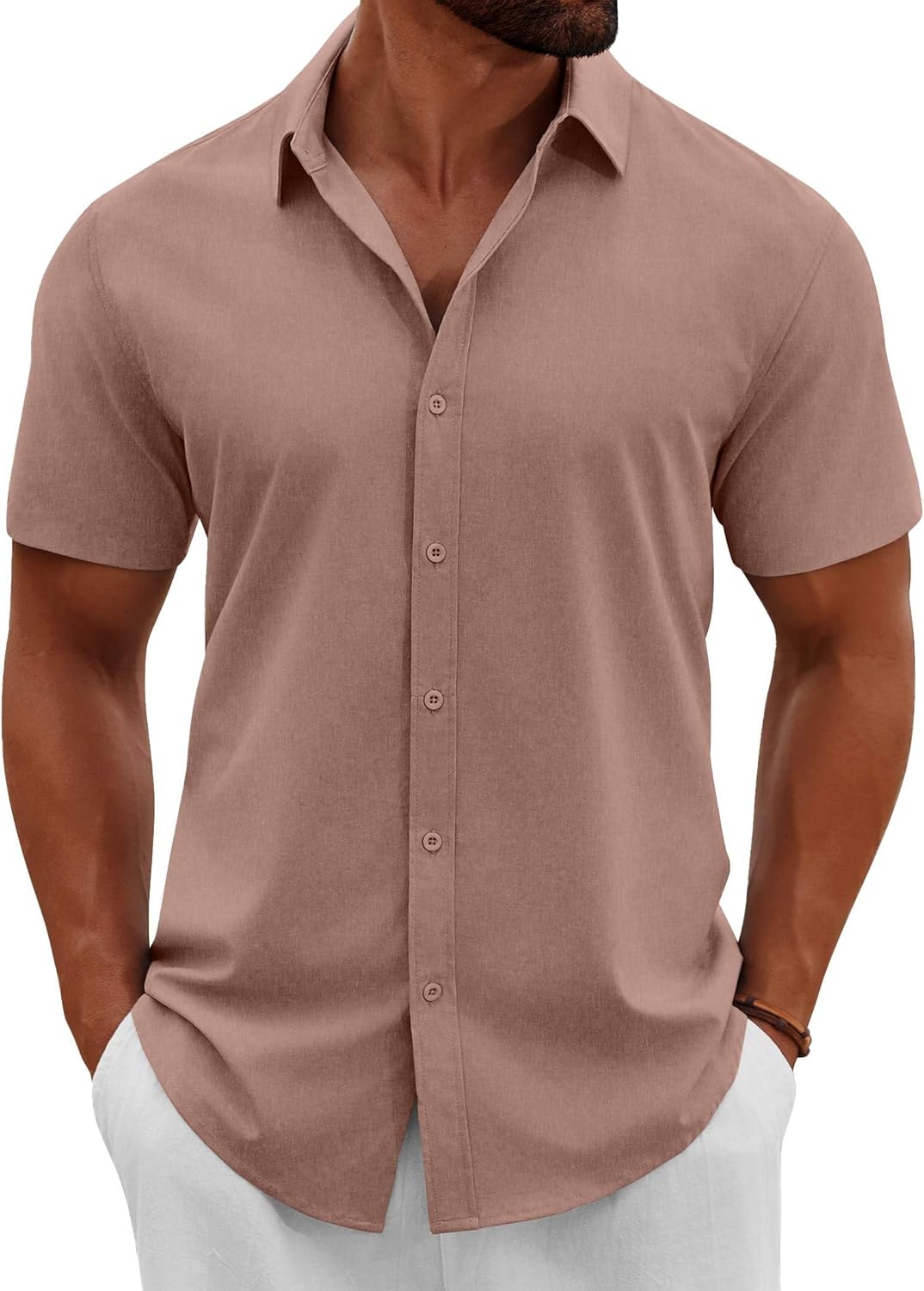 COOFANDY Men's Button Down Shirts Short Sleeve Casual Summer Beach Shirts Vacation Wedding Shirts