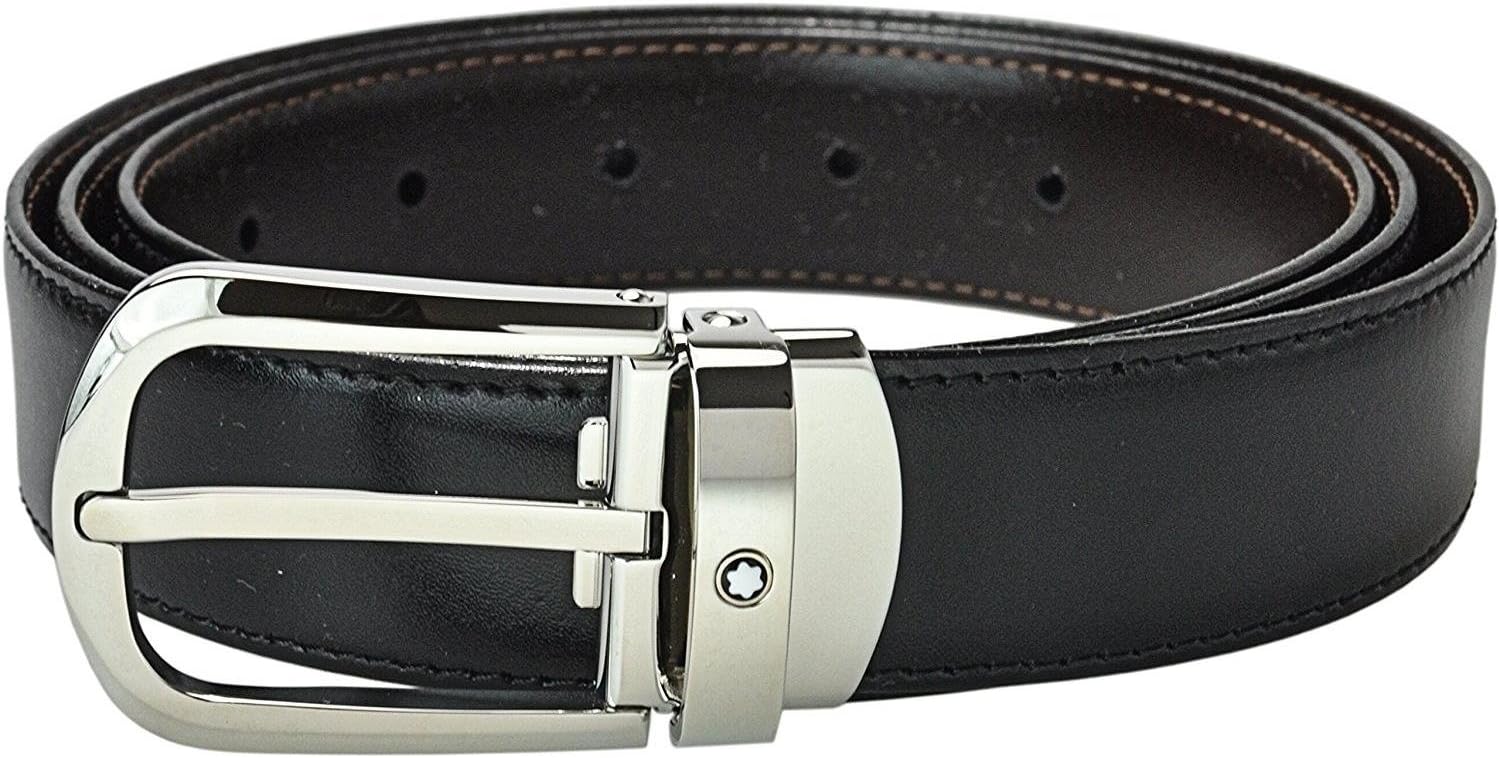 MONTBLANC Men's Cinturón Ejecutivo Reversible Cortado A La Medida - Cinturón, 3, Multicolor (/marrón) Belt Not Applicable, Multicolour (/Marrón 000), 46 (Manufacturer Size: Única)