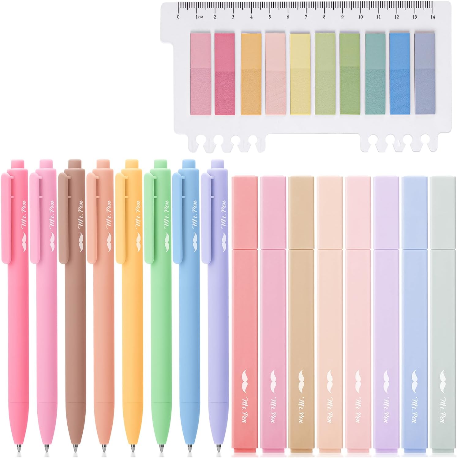 Mr. Pen- Aesthetic Highlighters and Gel Pens, 16 Pack | 200 Sheets Sticky Tabs, Assorted Colors Bible Highlighters No Bleed, Colored Ink Gel Pens