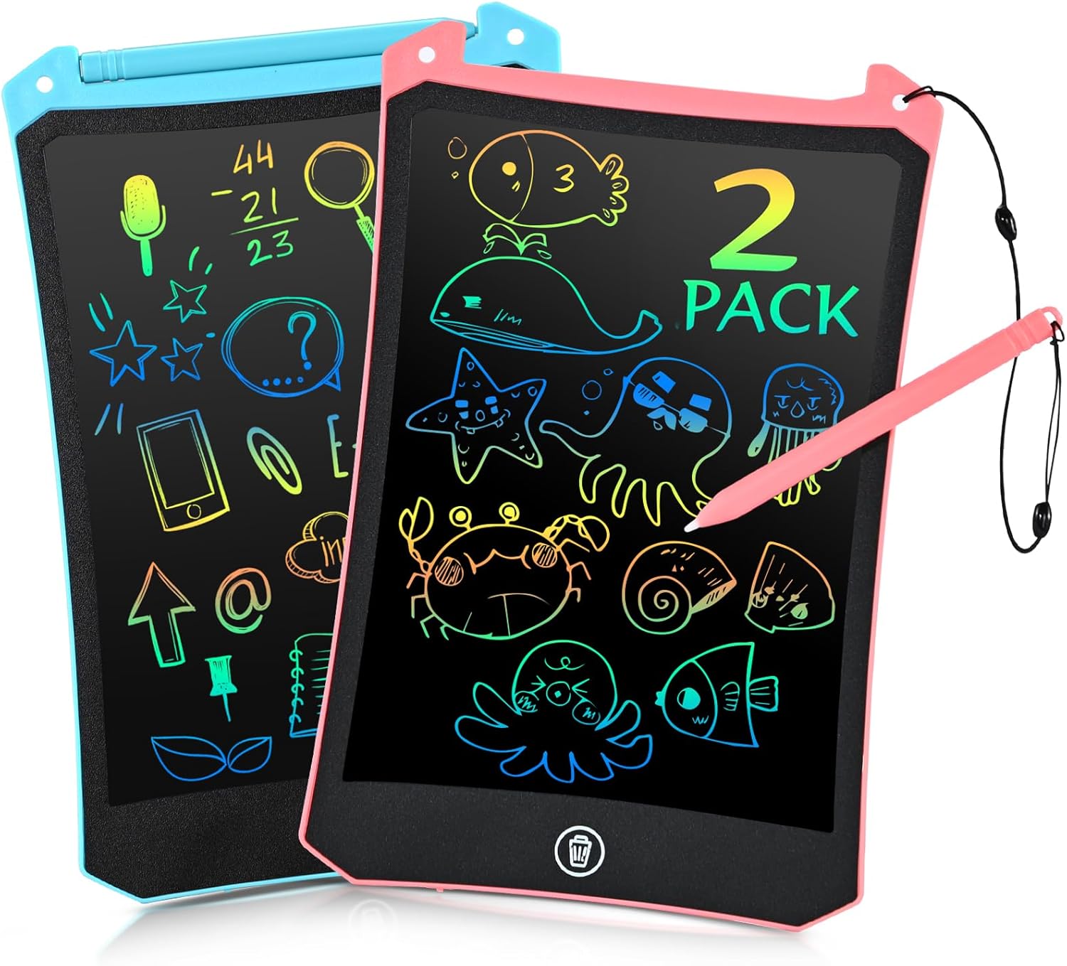 EooCoo Toddler Toys, LCD Writing Tablet for Kids 2 Pack, Toddler Travel Essentials Drawing Pad, Mess Free Coloring Books, Preschool Classroom Must Haves, Age 3-5 Girls Boys Gifts - 8.5 Inch