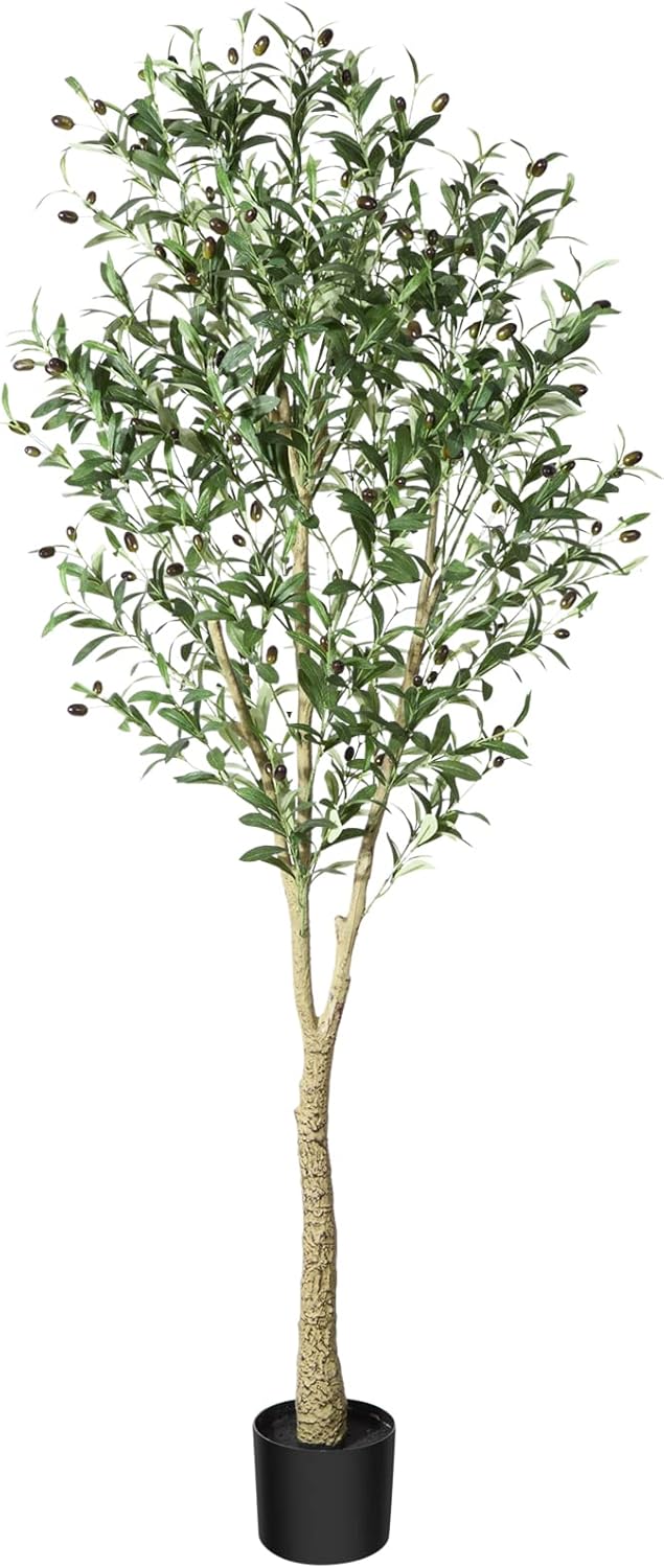 Fake Olive Tree 6Ft Artificial Topiary Silk Tree,Faux Plants in Pot for Indoor House Home Office Garden Modern Decoration Housewarming Gift,1Pcs