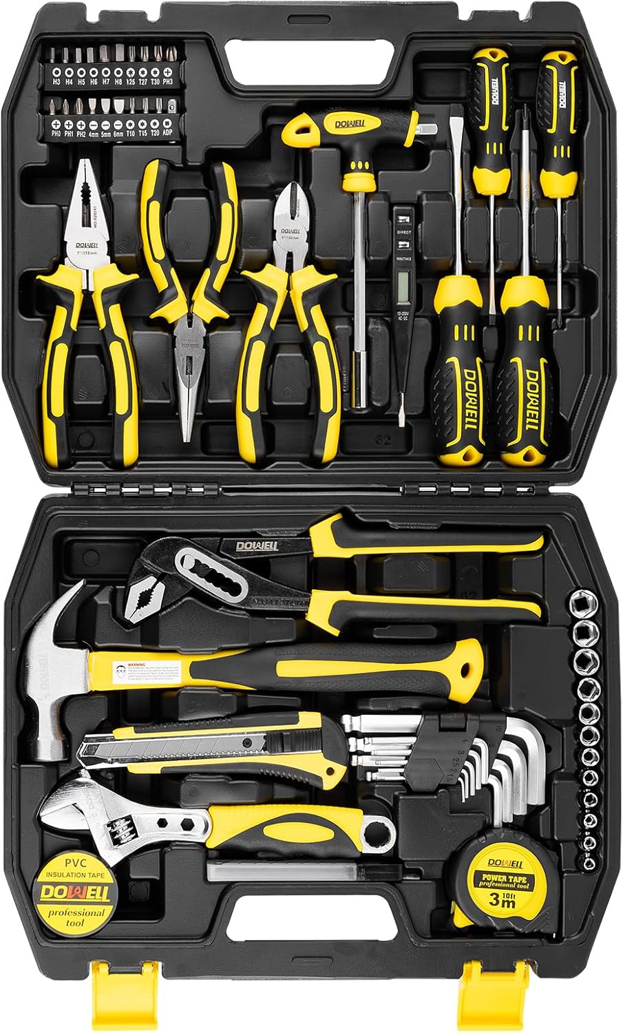 DOWELL Tool Set Tool Kit 62PCS Homeowner Tool Set Wrench Pliers Screwdriver Set Repair Tool Kit