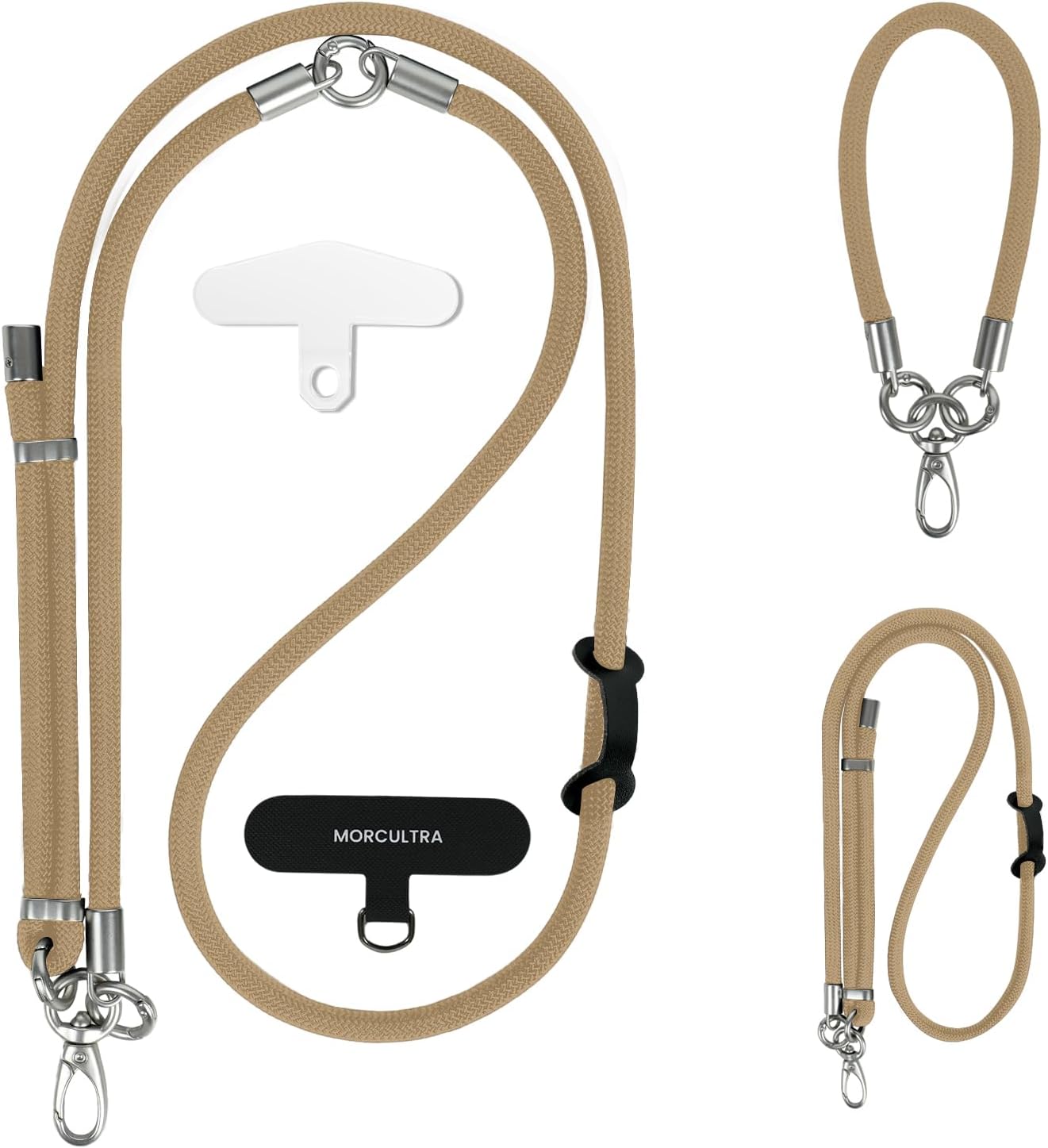 3-in-1 Phone Lanyard Crossbody/Neck/Wrist, Anti-theft Adjustable phone strap with 2 Phone Tabs,Cell Phone Lanyard for All Phones,Sturdy metal buckle, Skin-Friendly for outdoor,Khaki