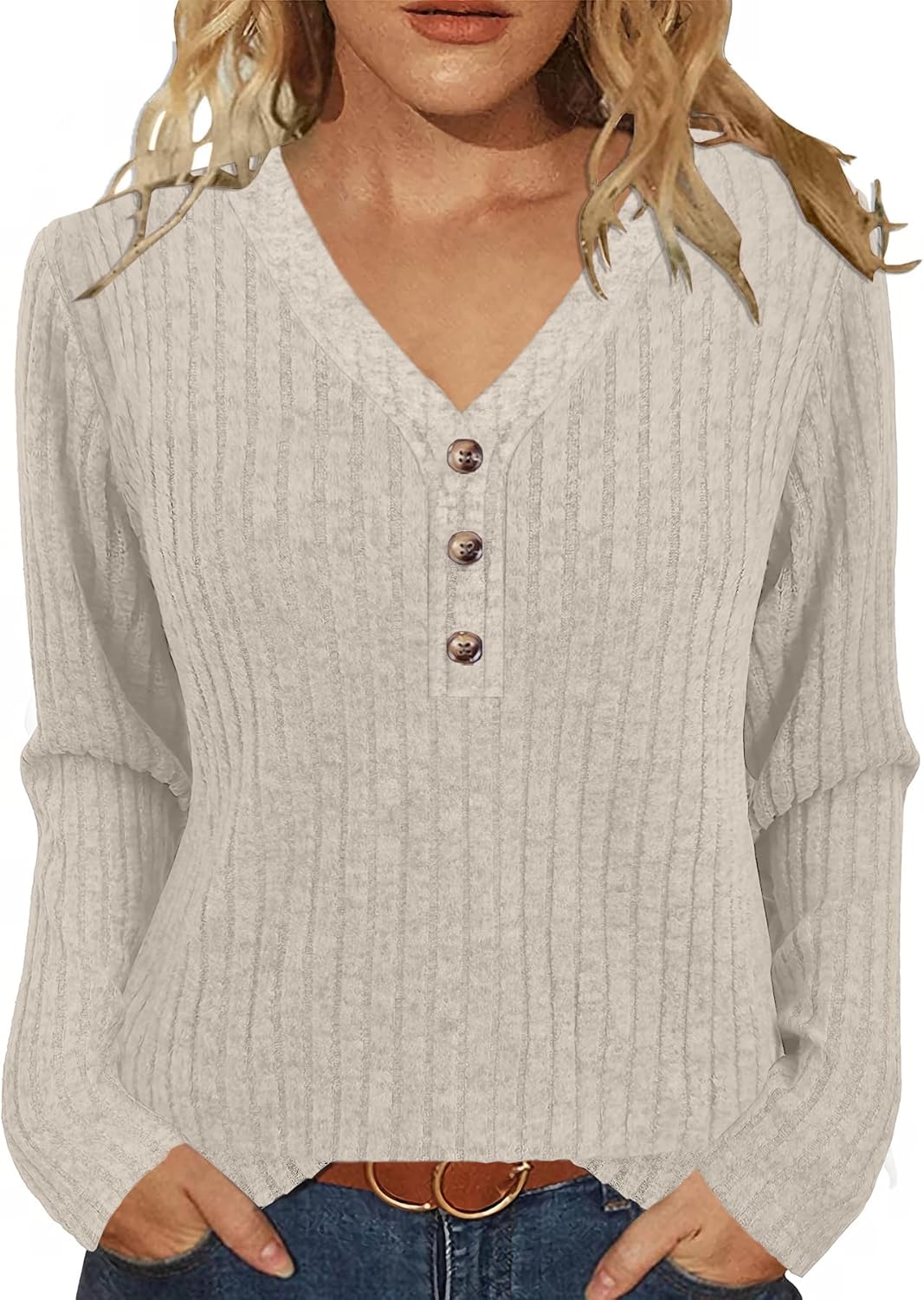 XMTOPYE Womens Sweaters Long Sleeve Shirts 2025 Fall Fashion V Neck Sweatshirts Dressy Casual Tunic Tops Winter Clothes