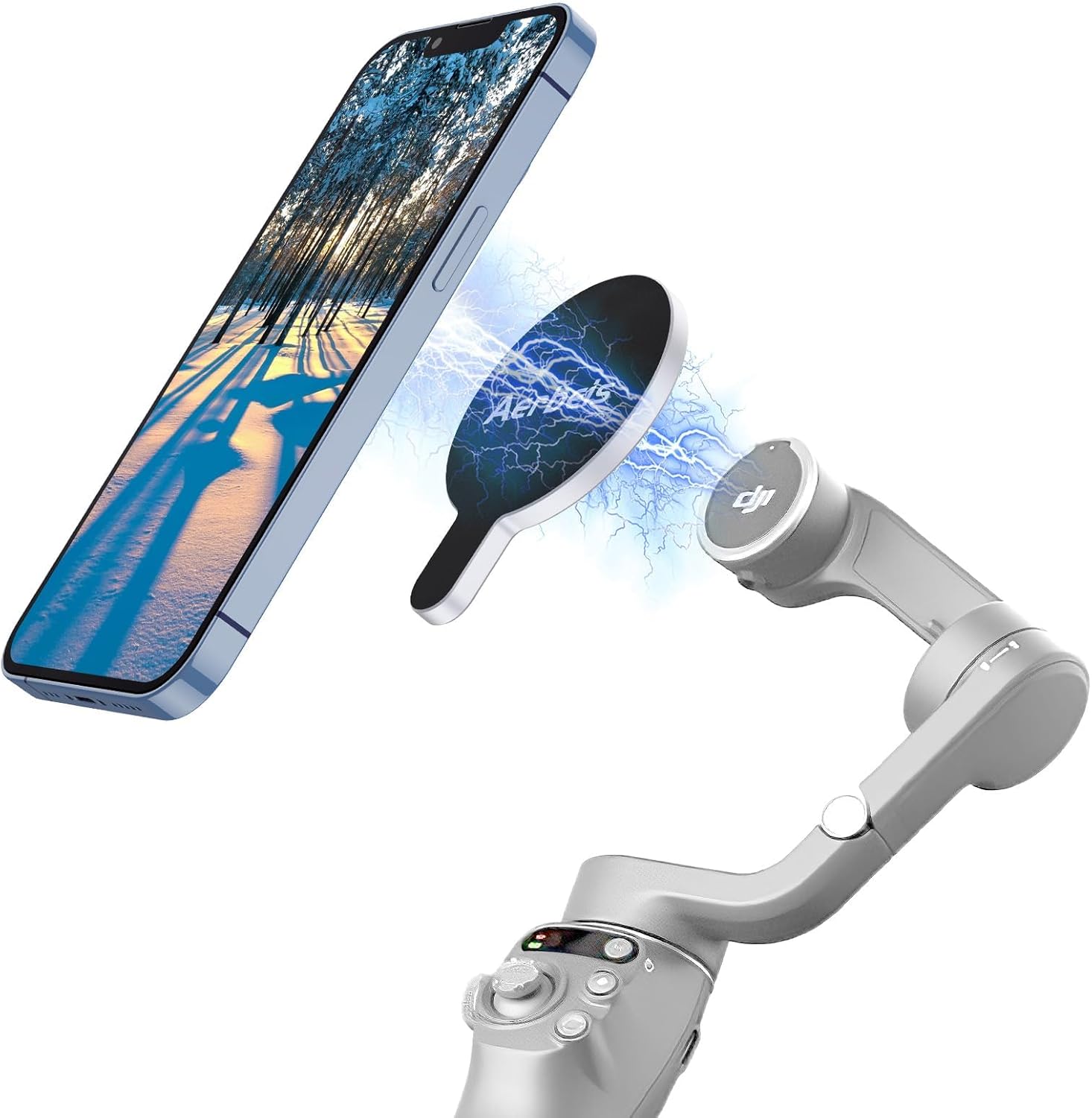 for DJI Magnetic Mount Phone Holder Clamp for Magsafe DJI Osmo Mobile 8P 8 7P 7 SE 6 5 4 Adapter Magnet Clip Clamp Ring Holder Quick-Release Mount Adapter for OM Gimbal Stabilizer Accessories