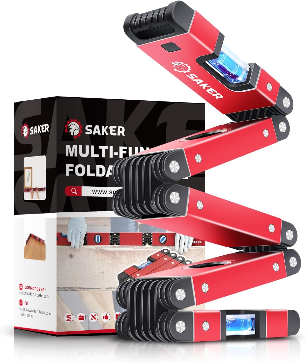 Saker Multi-function Foldable Level, 28-Inch Level Tool,Gift for Father Him Her,Multi-Angle Measurement Woodworking Tool,Precise Leveling In Any Position,Folding Level Tool To Save Your Time