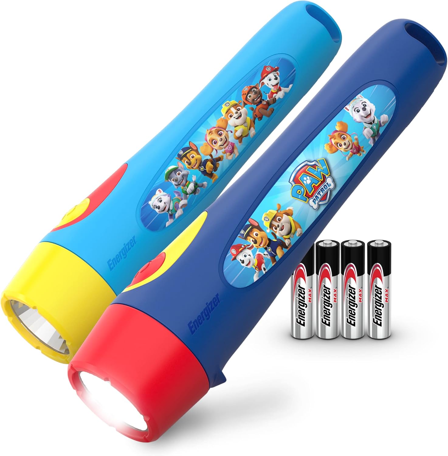Energizer PAW Patrol Flashlights (2-Pack), LED Flashlights for Kids | Ready for dark play, kids flash light 2-pack, flash lights battery powered, shatterproof lens, 72-hour runtime